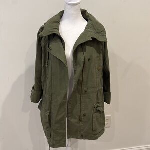 Willow & Clay - extra small green utility jacket zipper hood